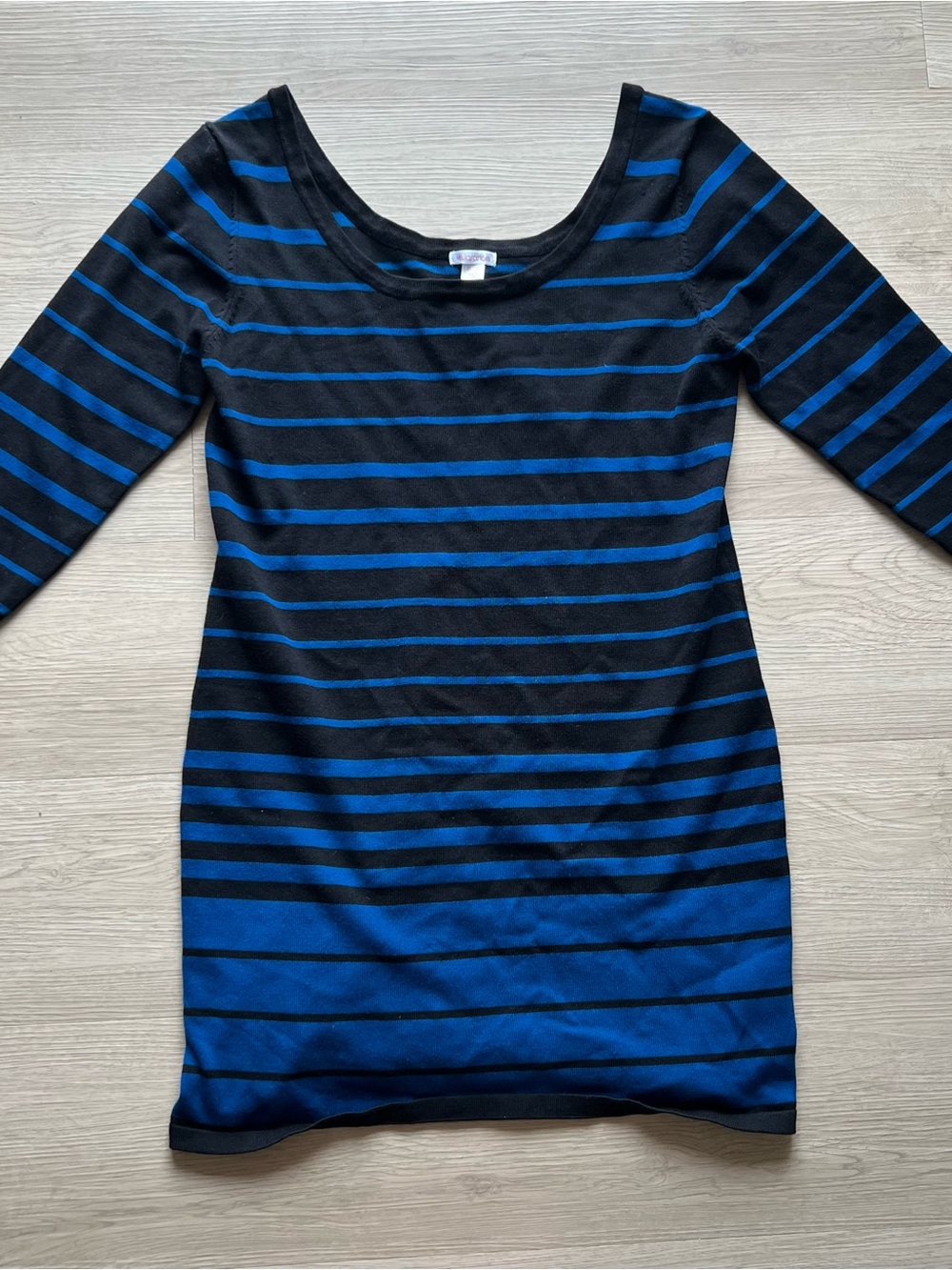 Xhilaration Striped Black and Blue Knit Tunic Top